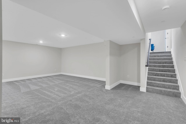 basement with carpet floors