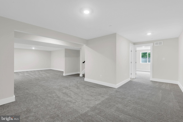 basement with carpet floors