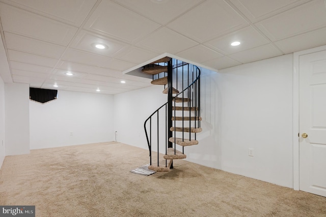 basement with carpet