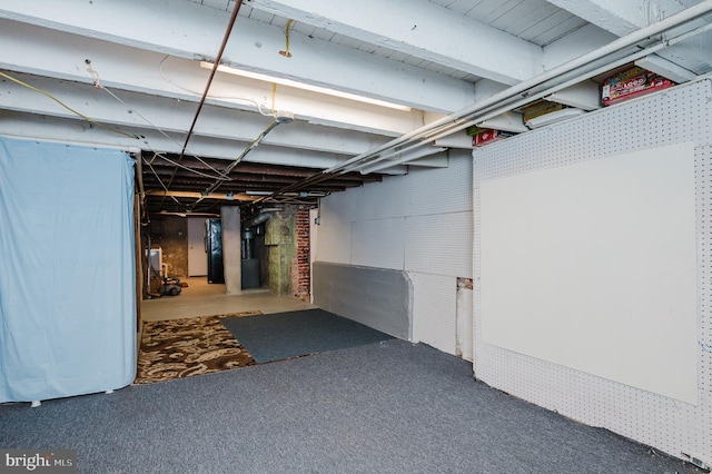 basement with carpet floors