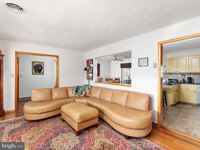 living room featuring light hardwood / wood-style flooring