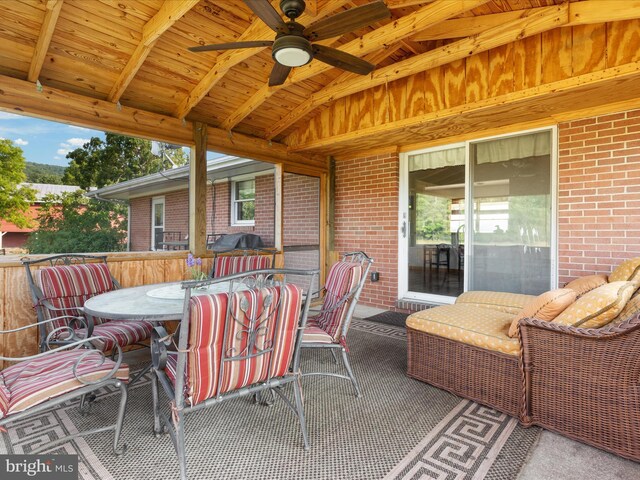 view of patio / terrace with ceiling fan