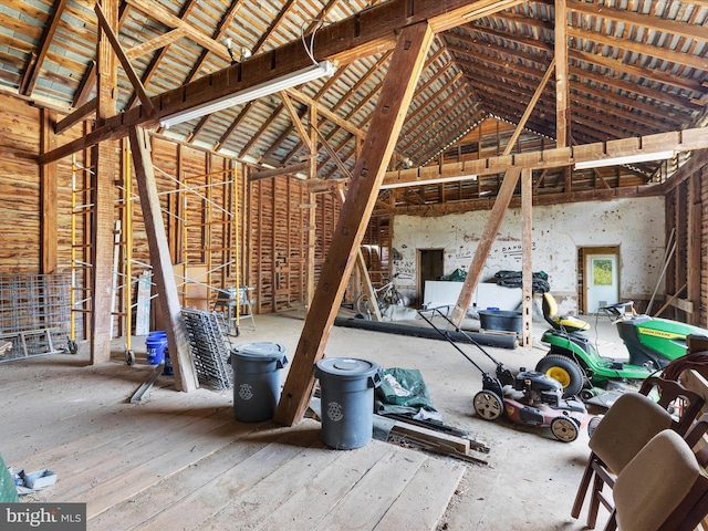 misc room with vaulted ceiling