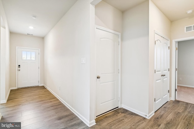 foyer with hardwood / wood-style flooring