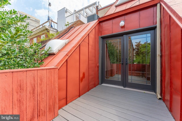 property entrance with french doors