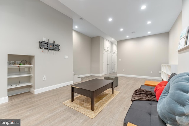 living room with light wood-type flooring