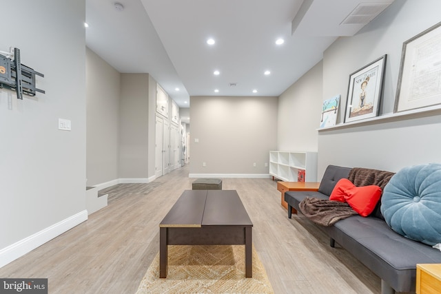 living room featuring light hardwood / wood-style floors