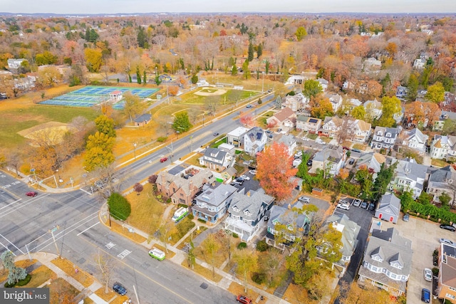 birds eye view of property with a residential view