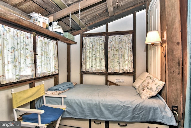 bedroom featuring wooden ceiling