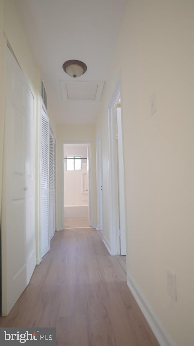 hall with light wood-type flooring