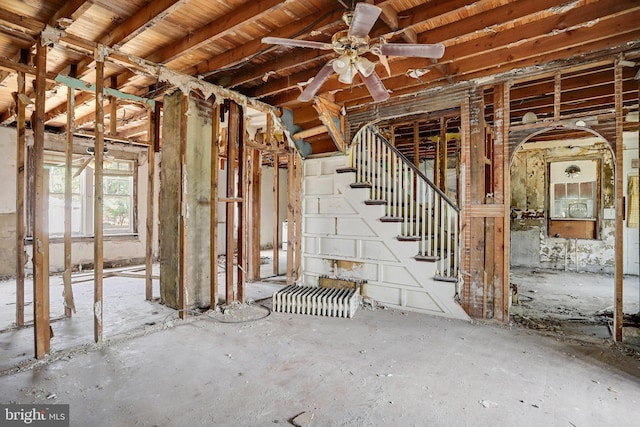 misc room with ceiling fan