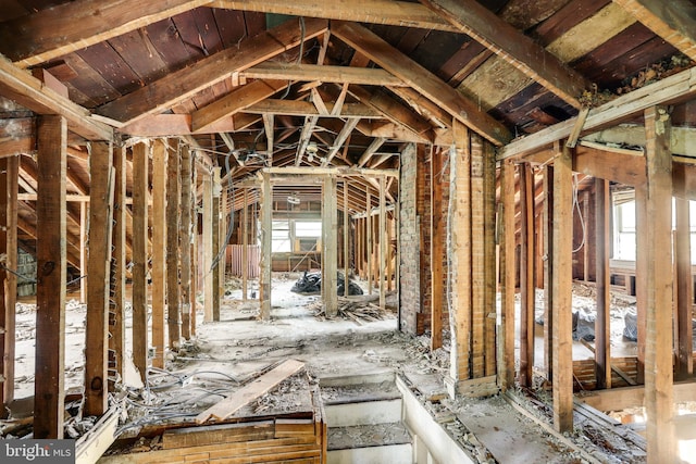 miscellaneous room featuring vaulted ceiling