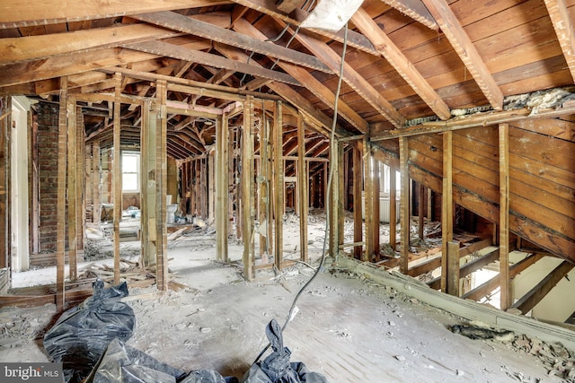 misc room with lofted ceiling