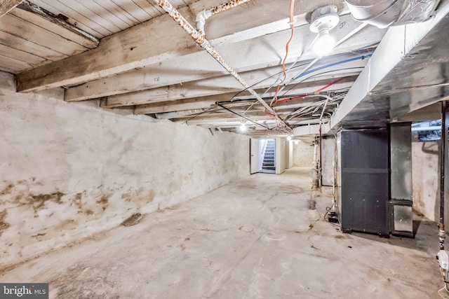 basement with heating unit