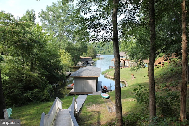 exterior space featuring a water view