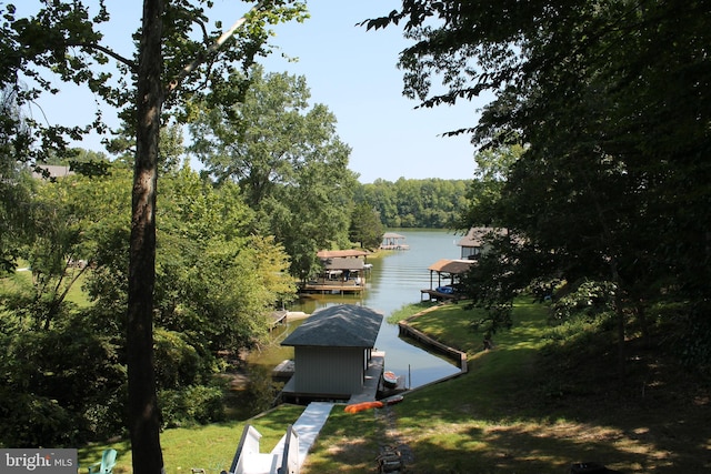 view of water feature featuring a dock