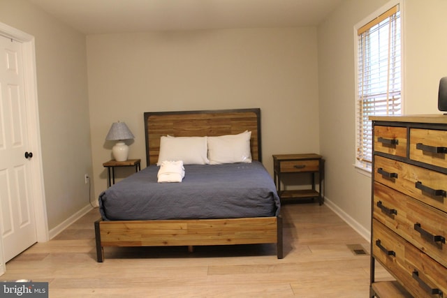 bedroom featuring light hardwood / wood-style flooring