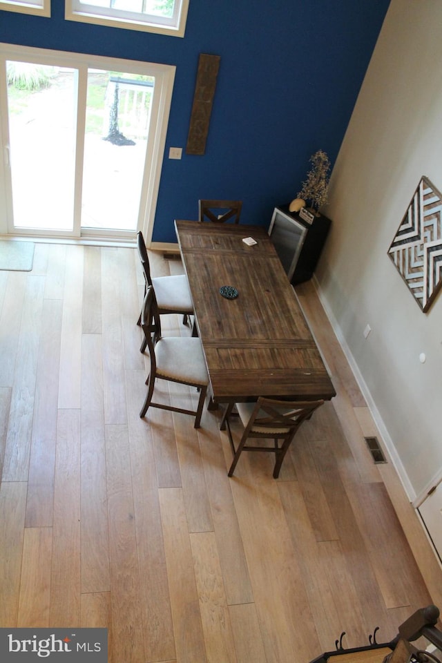 dining space featuring light hardwood / wood-style flooring