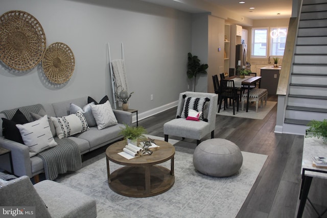 living room with hardwood / wood-style floors