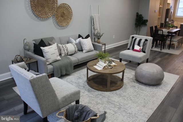 living room with hardwood / wood-style floors