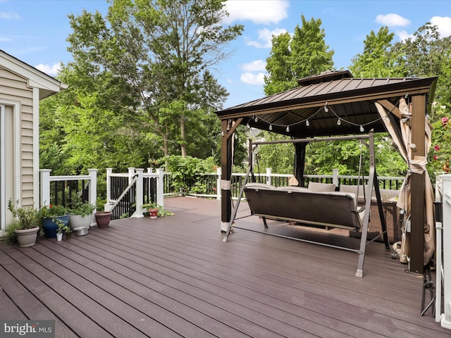 deck featuring a gazebo