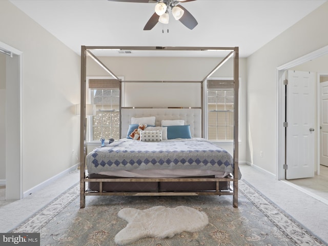 bedroom featuring carpet and ceiling fan