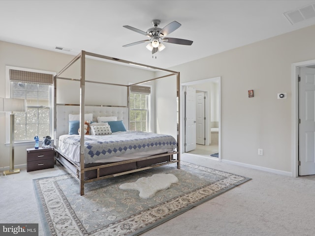 bedroom with carpet and ceiling fan