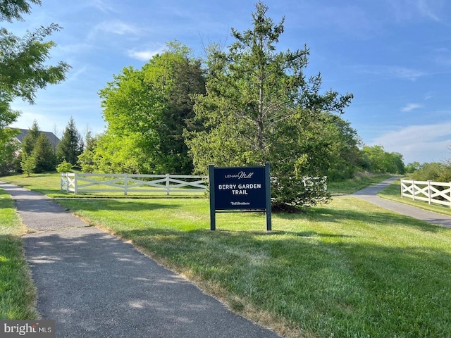 view of home's community with a yard