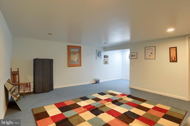 bedroom with light carpet