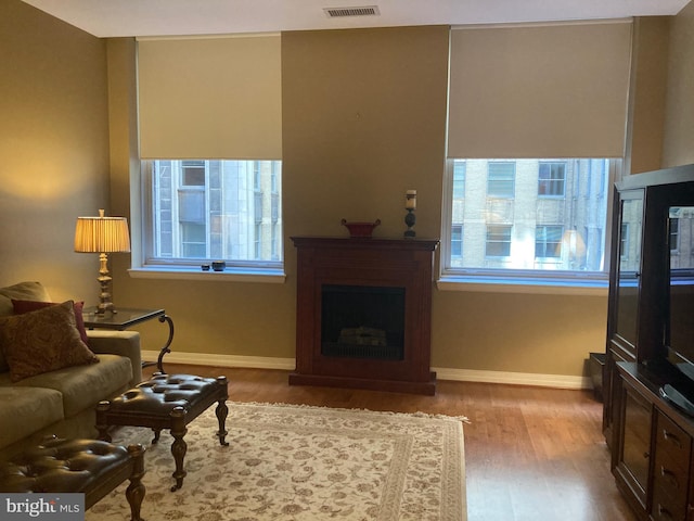 living room featuring light hardwood / wood-style flooring