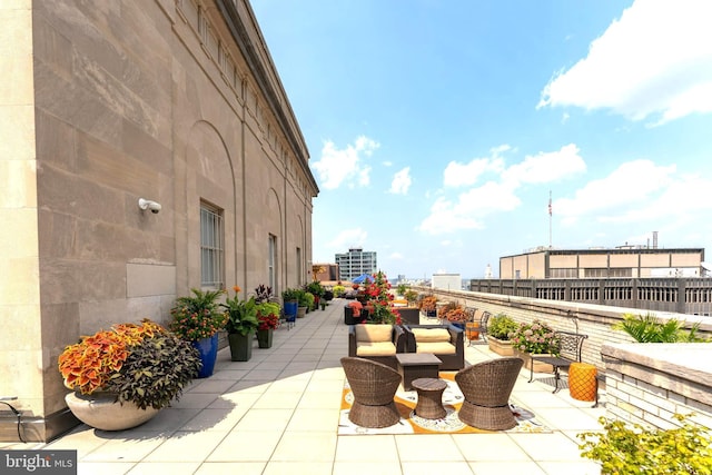 view of patio featuring a view of city