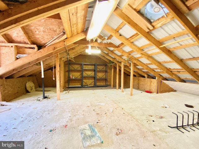 view of unfinished attic