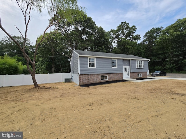 view of front of home with central AC