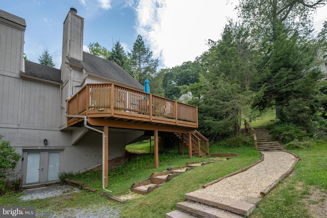 view of yard featuring a deck