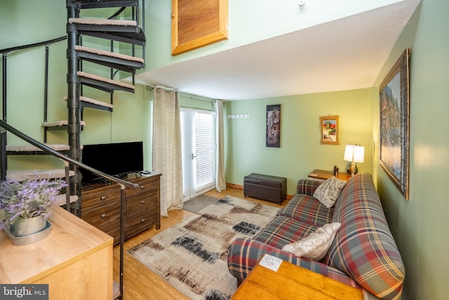 living room featuring light hardwood / wood-style flooring