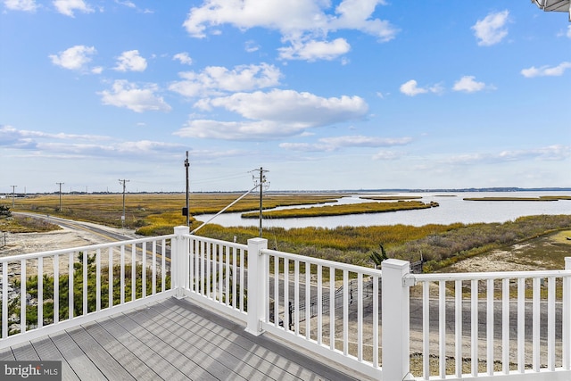 deck with a water view