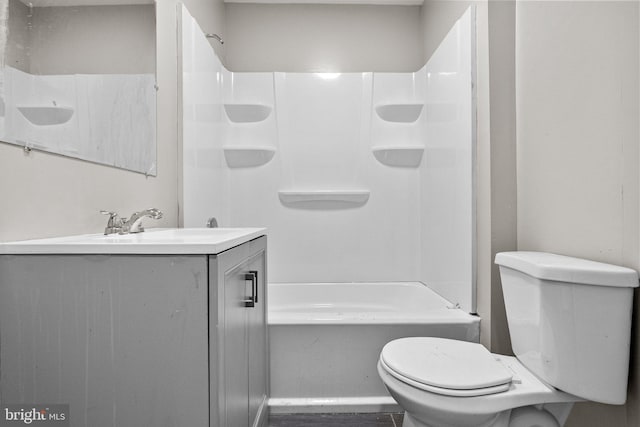 full bathroom featuring vanity, toilet, and shower / bath combination