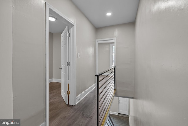 corridor featuring dark hardwood / wood-style floors