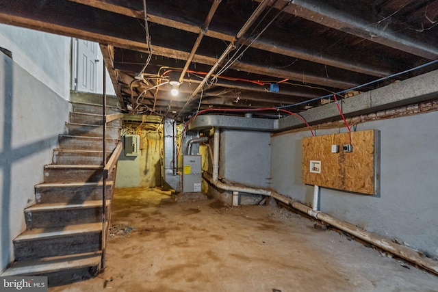 basement featuring electric panel