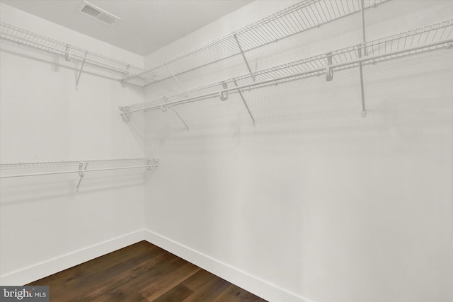 walk in closet with hardwood / wood-style flooring