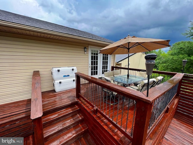 wooden deck with french doors