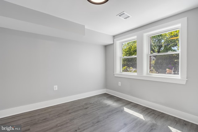 spare room with wood-type flooring