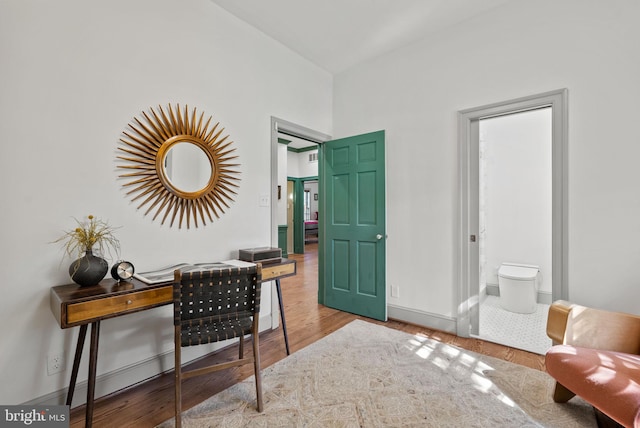 office area featuring hardwood / wood-style floors