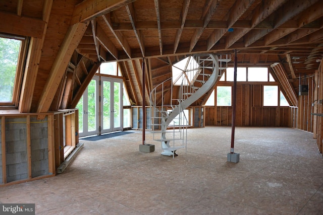 unfinished attic with a wealth of natural light