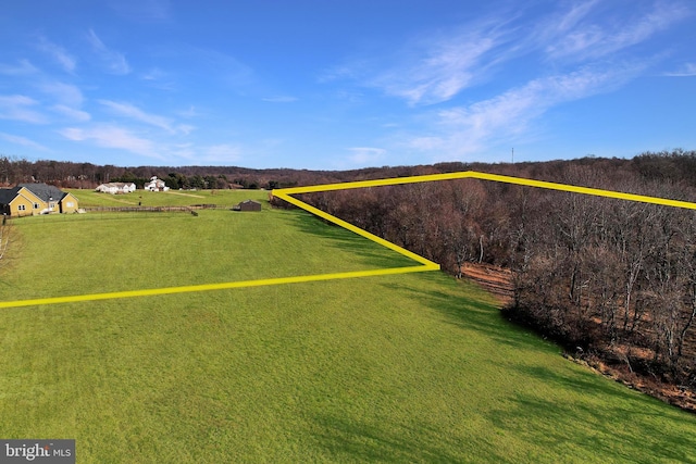 bird's eye view with a rural view