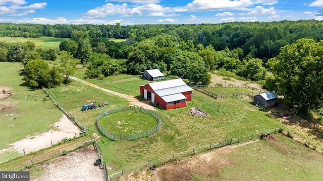 drone / aerial view featuring a rural view