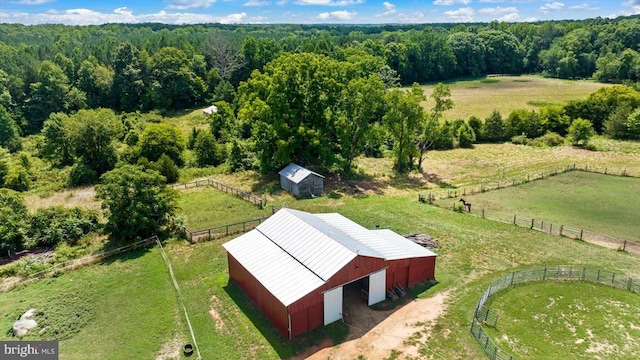 aerial view featuring a rural view