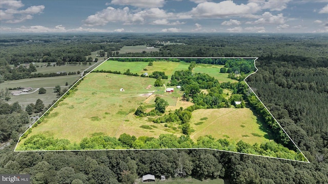 aerial view with a rural view