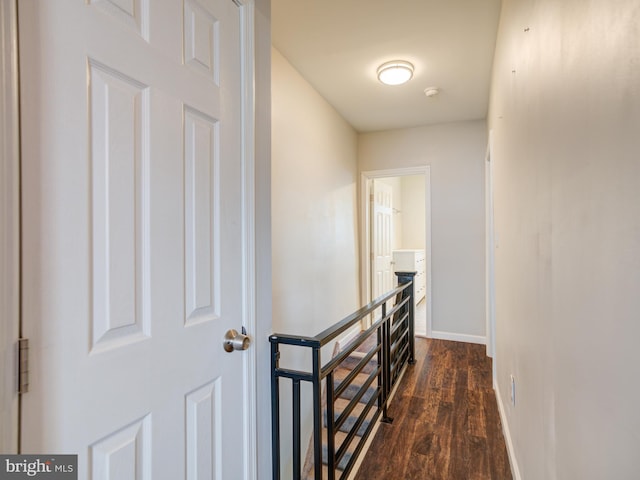 corridor featuring dark hardwood / wood-style flooring