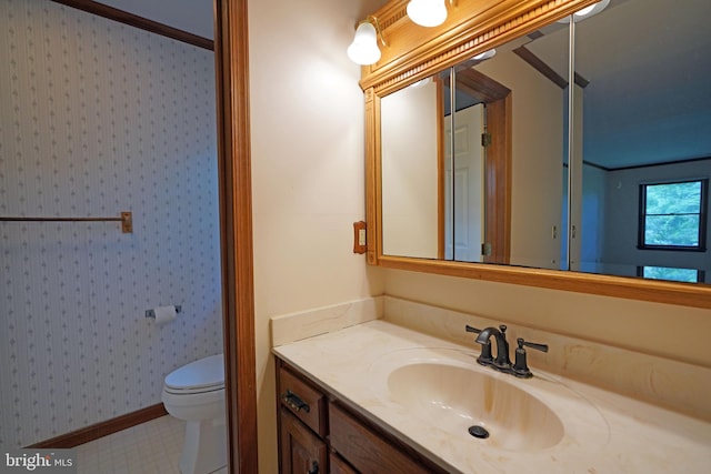 bathroom with vanity and toilet